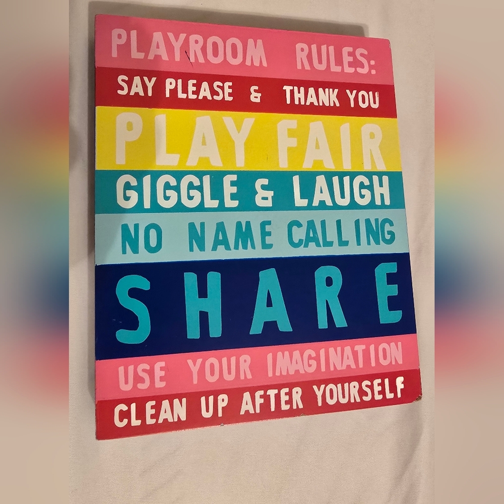 Playroom Rules Wall Art About 9inch Tall